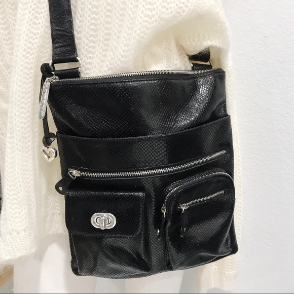 ‼️SOLD‼️ Brighton Black Glazed Snake Crossbody Bag - Picture 4 of 8